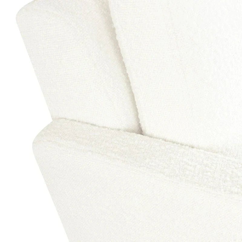 Cream White Boucle / Tan Stripe Wood Frame Accent Chair – Single Seat - Image 6
