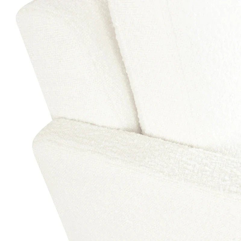 Cream White Boucle / Tan Stripe Wood Frame Accent Chair – Single Seat - Image 21